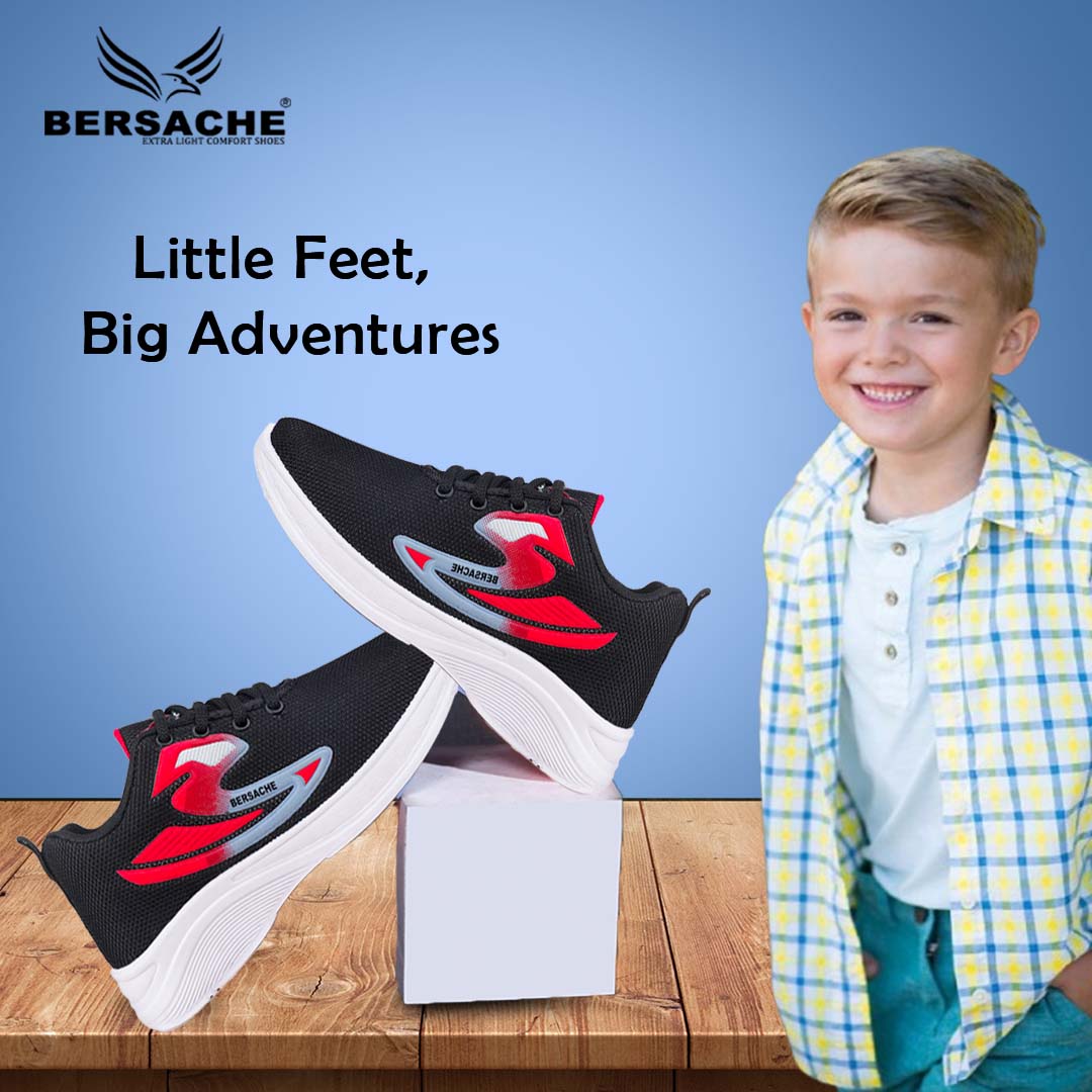 Bersache Premium Sports,walking,Gym,cricket,Trending Running Shoes For Kid's - Black -8046.