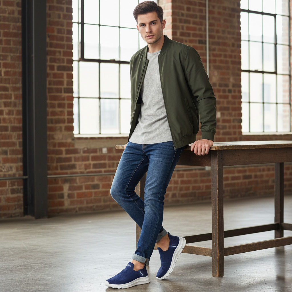 Bersache Lightweight Casual Sneaker Shoes For Men Blue-8078