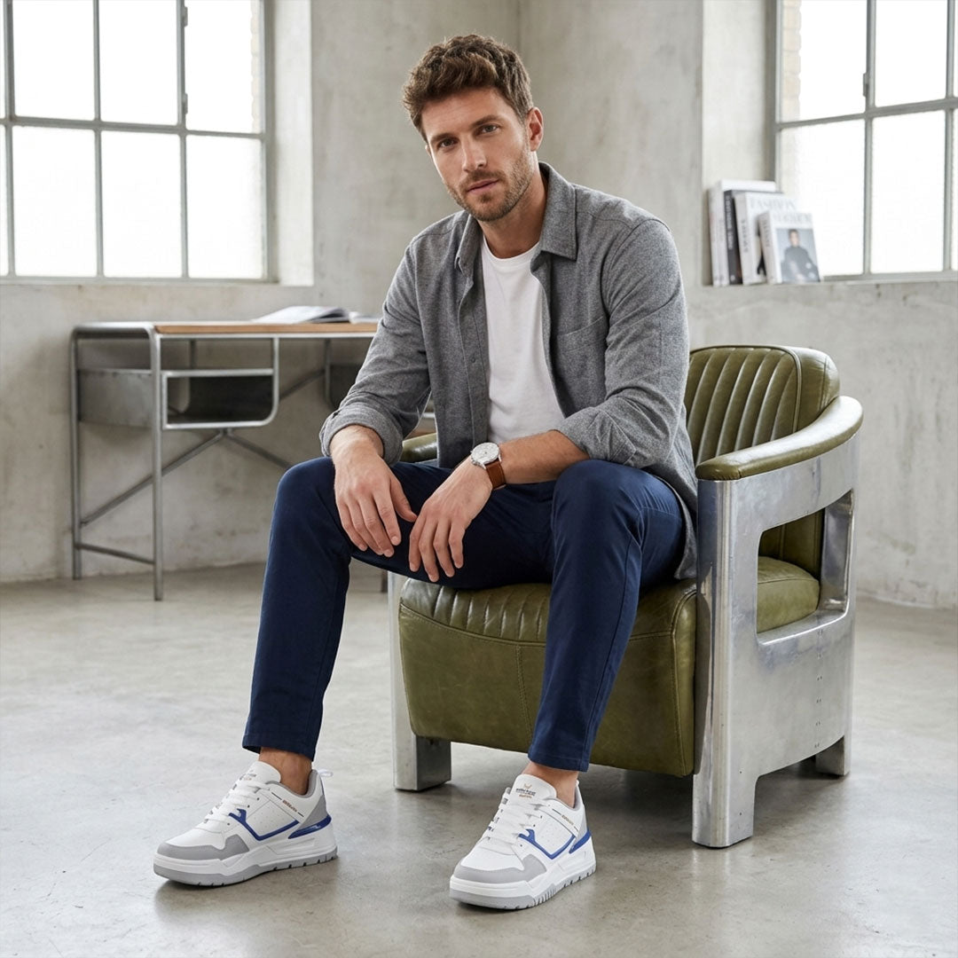 Bersache Casual Sneaker shoe for Men| Soft Cushioned Insole , Slip-Resistance Casuals For Men (Grey & White-9221).