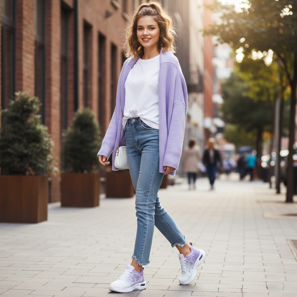 Bersache Premium Sports ,Gym, Trending Stylish Running Colour Changing shoes for Women (8063-Purple)