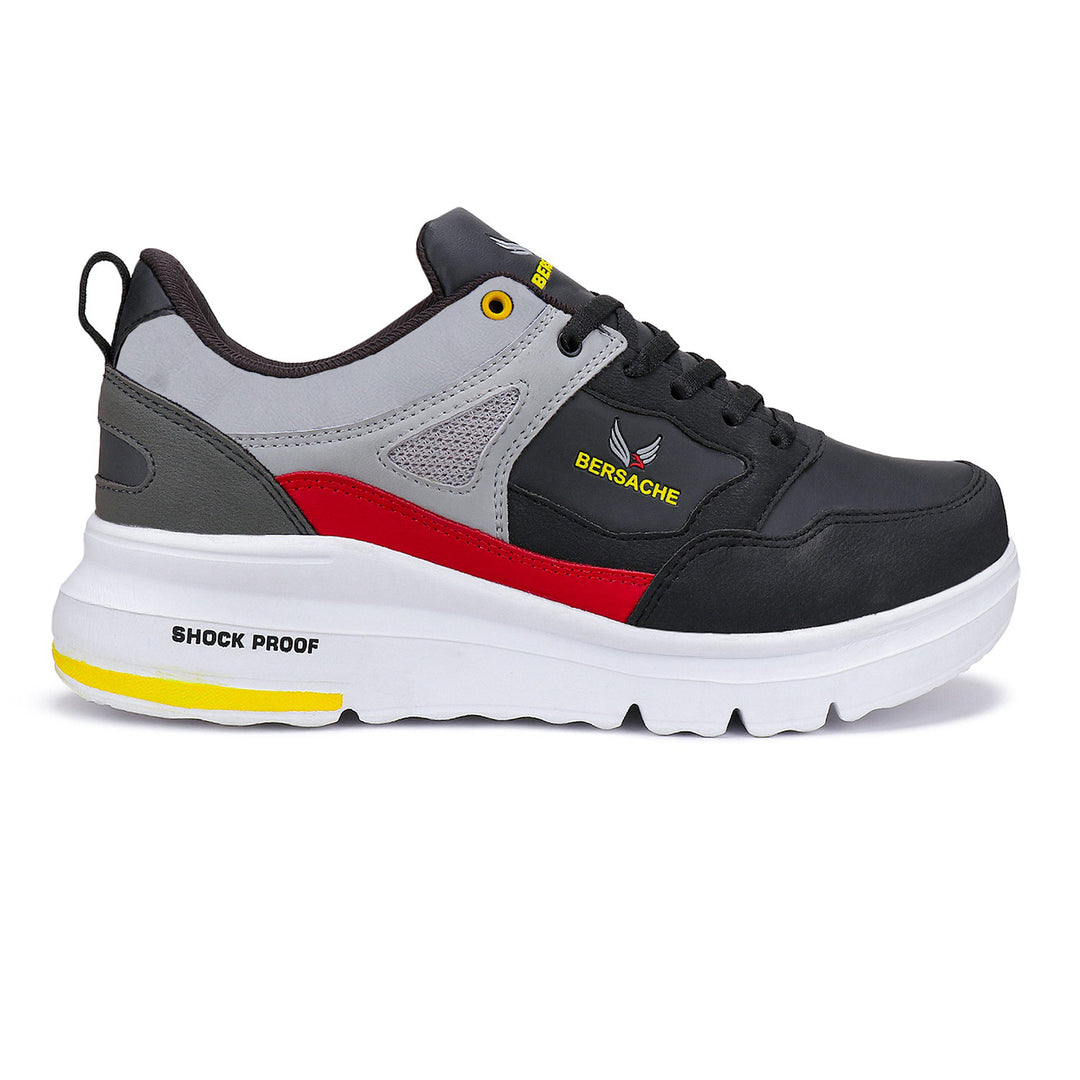 Bersache Lightweight Casual Sneaker Shoes For Men Black-7051