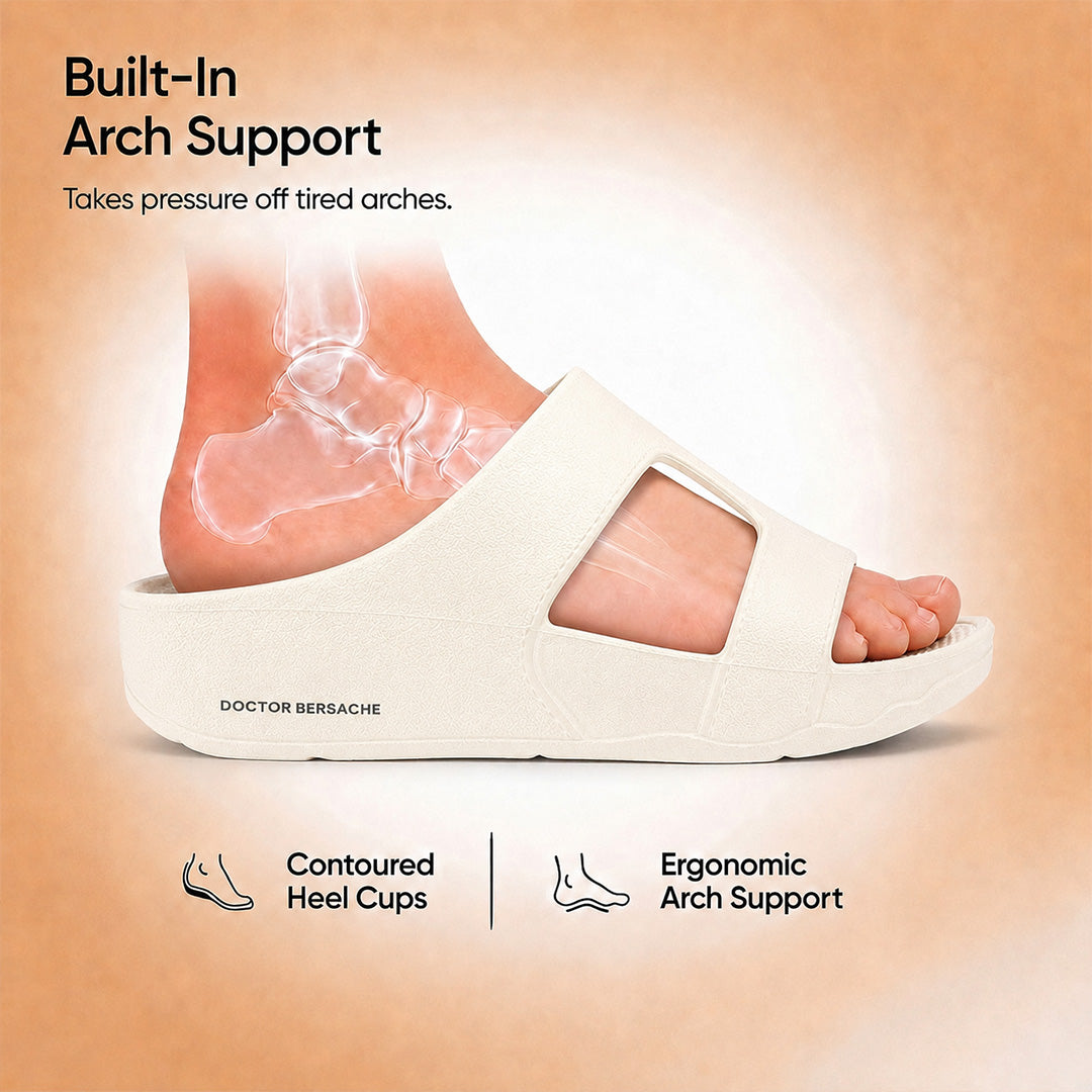 Doctor Bersache Newly Launched Orthopedic Comfort Slider for Men | Diabetic Friendly | Extra Cushioning | Arch Support | Pain White-DS113.