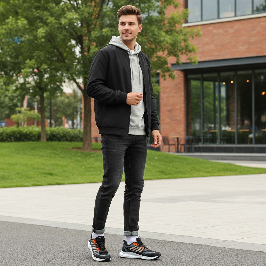 Bersache Lightweight Casual Sneaker Shoes For Men Black-8073