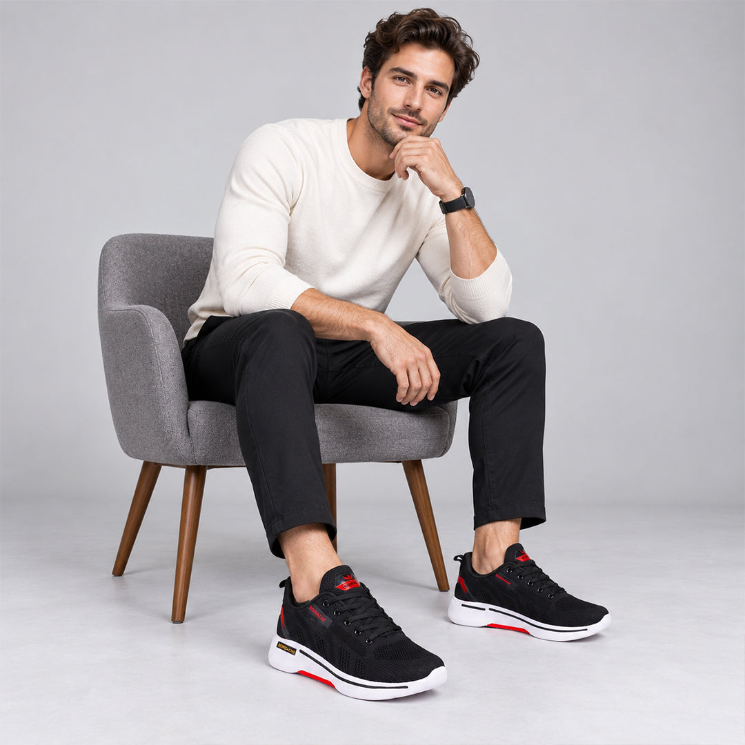 Bersache Lightweight Casual Loafers Shoes For Men Black-7048