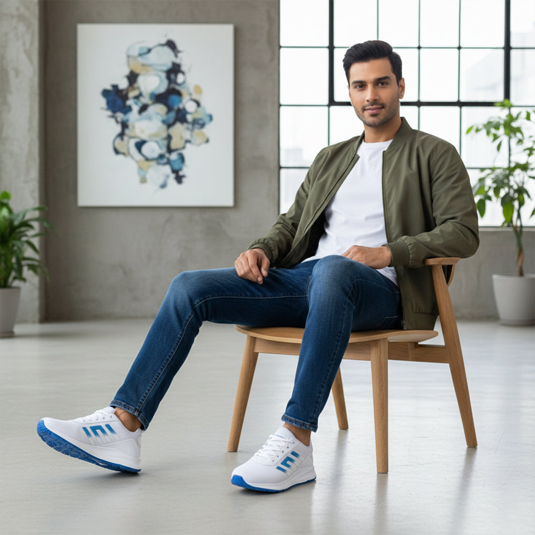 Bersache Casual Sneaker shoe for Men| Soft Cushioned Insole , Slip-Resistance Casuals For Men (White-8133)