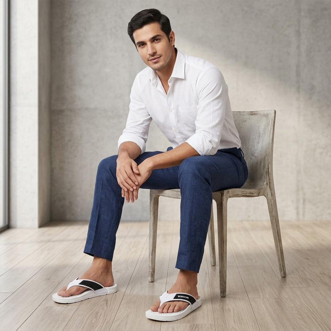 Bersache Extra Soft Classic Casual  with Regular wear with Ultra Soft & Flexibility Technology Sandals for Men's-(6338-White).