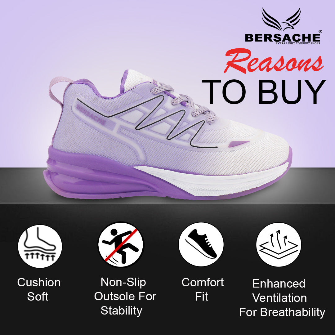 Bersache Premium Sports,walking,Gym,cricket,Trending Running Shoes For Kid's - Purple -8087.