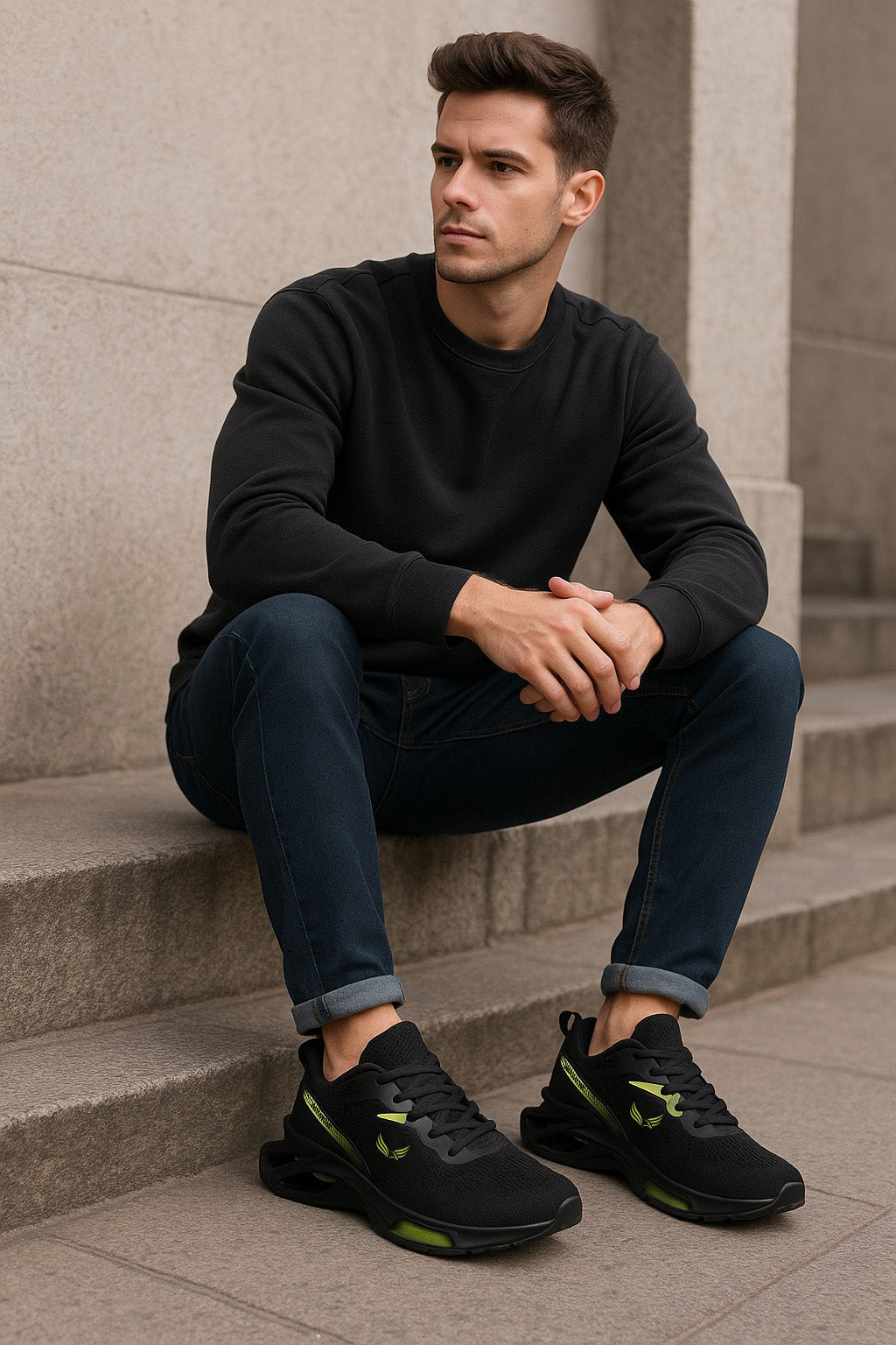Bersache Premium Casual ,Gym, Trending Stylish Running Shoes For Men  (9195-Black).