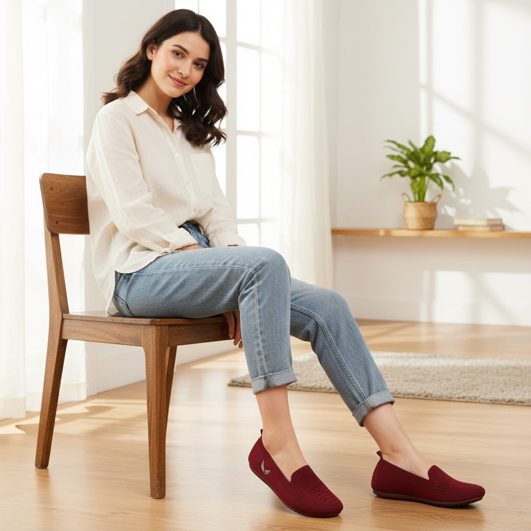 BERSACHE Women's Belly – Lightweight, Breathable & Comfortable Daily Wear Shoes(Pink-6276).
