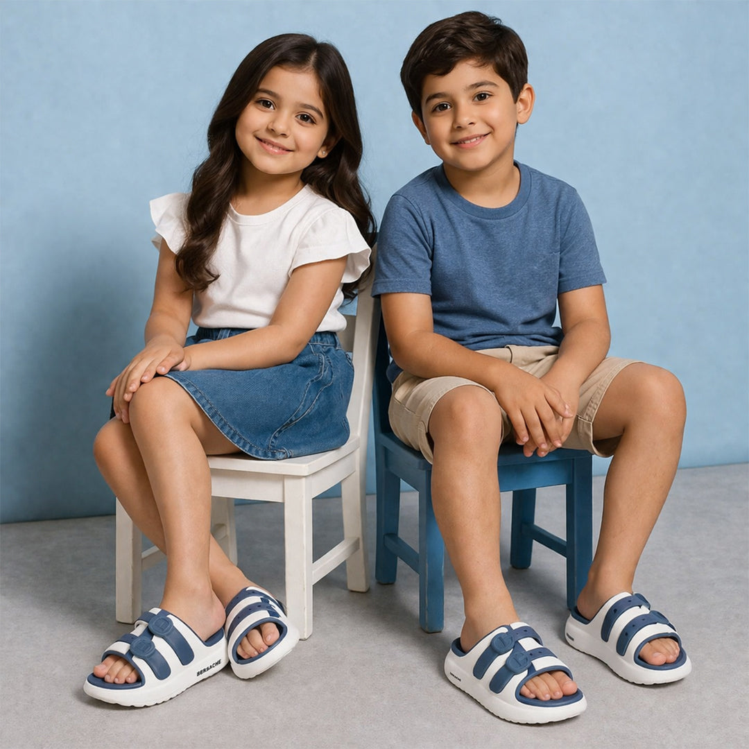Bersache Extra Soft Classic Casual CHAPPAL with  Regular wear with Ultra Soft & Flexibility Technology Clog's for Kids's - White-6320.