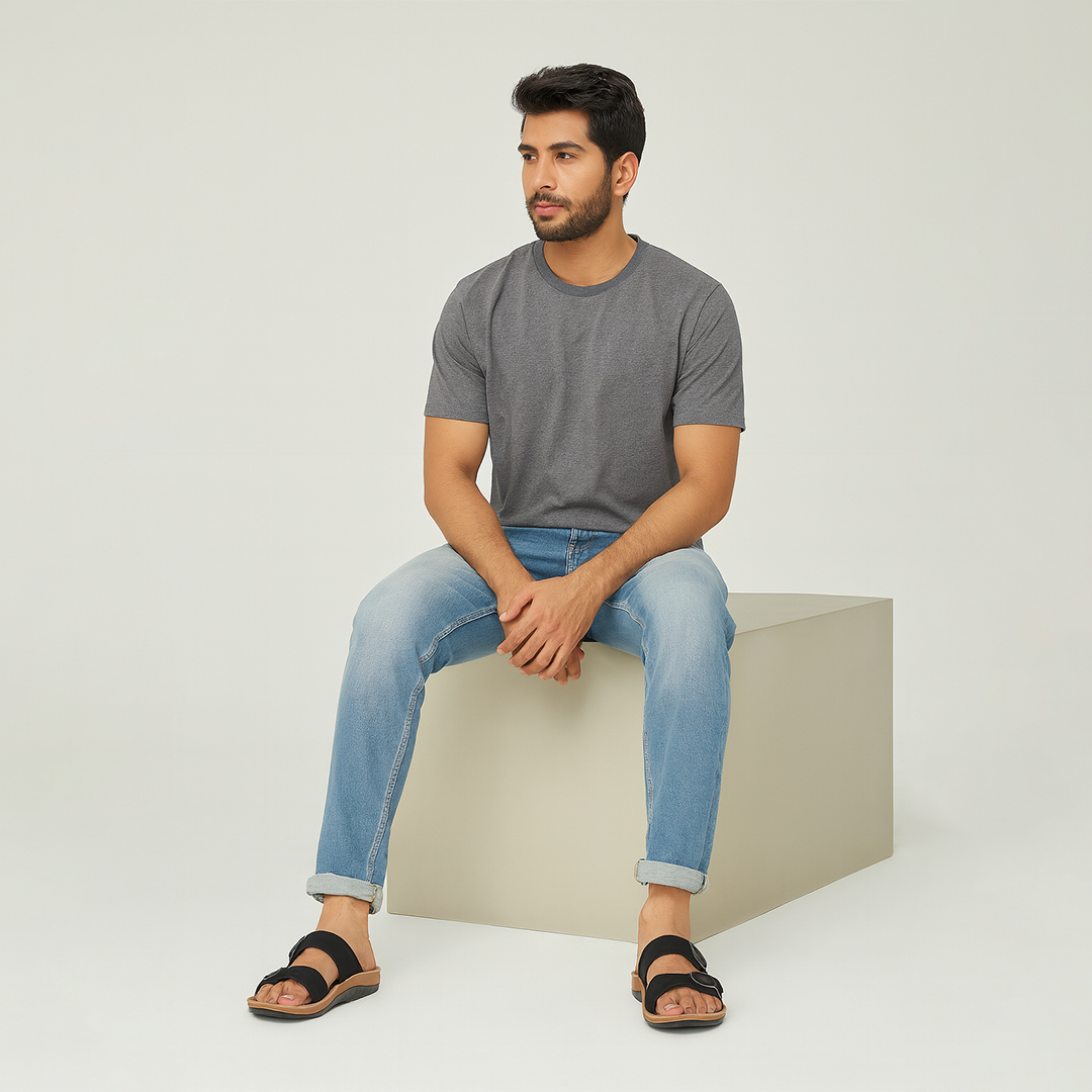 Bersache Extra Soft Classic Casual with  Regular wear with Ultra Soft & Flexibility Technology Sandal For Men's & Boy's-Black-6218