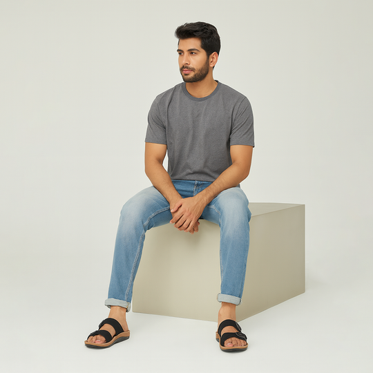 Bersache Extra Soft Classic Casual with  Regular wear with Ultra Soft & Flexibility Technology Sandal For Men's & Boy's-Black-6218