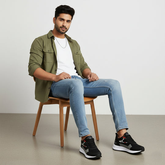 Bersache Casual Sneaker shoe for Men| Soft Cushioned Insole , Slip-Resistance Casuals For Men (Black-8131)