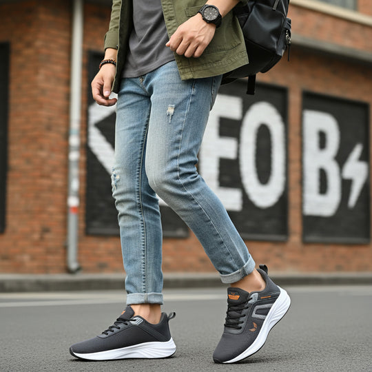 Bersache Lightweight Casual Sneaker Shoes For Men Grey-8080