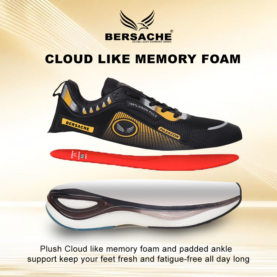 Bersache Premium Sports ,Gym, Trending Stylish Running Shoes For Men  (9199-Black).