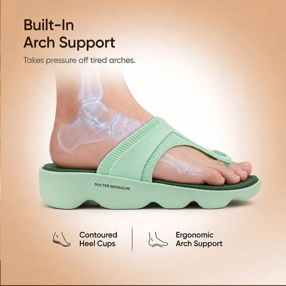 Doctor Bersache Newly Launched Orthopedic Comfort Slipper & Flip-Flop for Women | Diabetic Friendly | Extra Cushioning | Arch Support | Pain Green -DS120 .