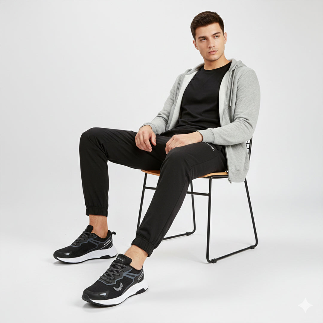 Bersache Casual Sneaker shoe for Men| Soft Cushioned Insole , Slip-Resistance Casuals For Men (Black-Gray-8123)
