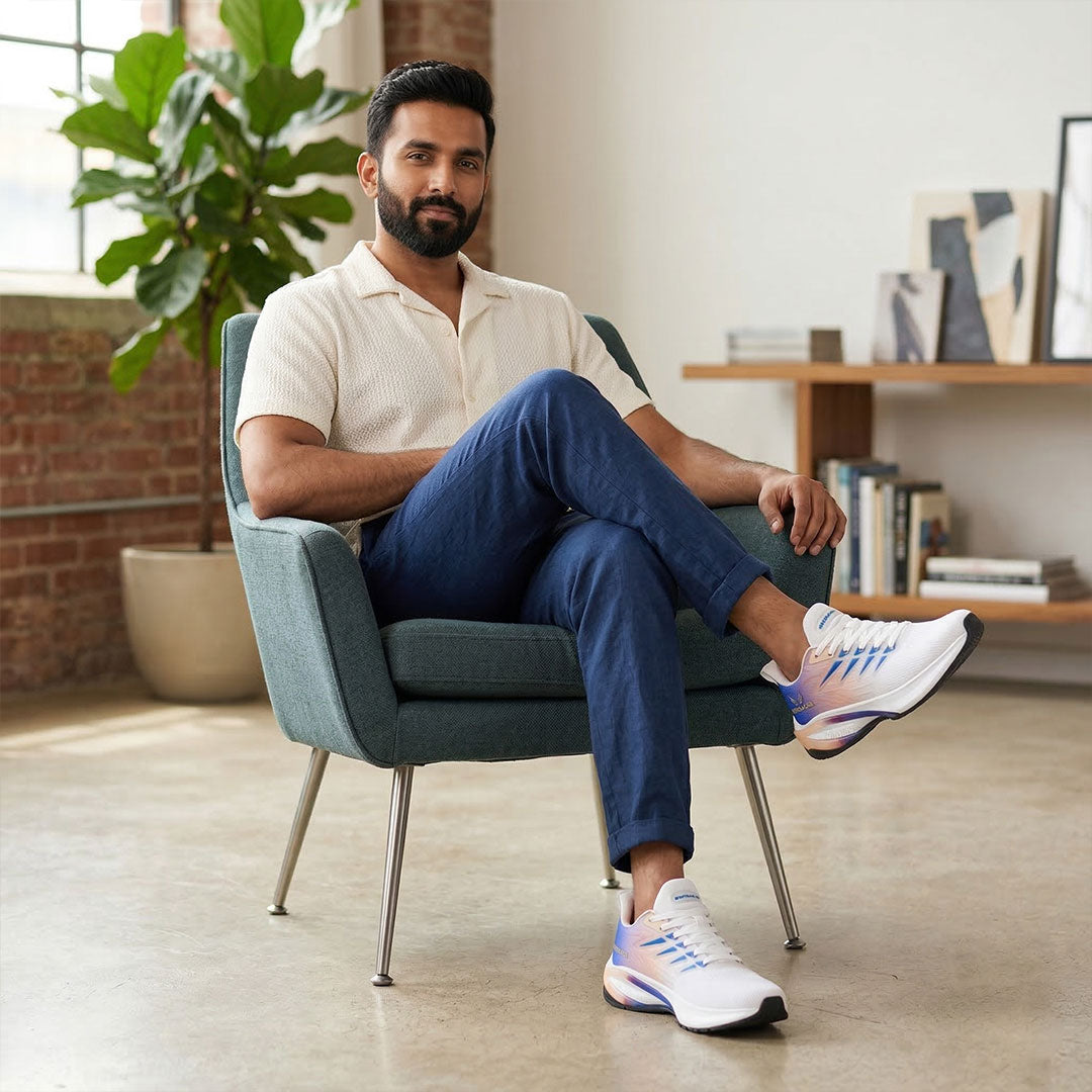 Bersache Casual Sneaker shoe for Men| Soft Cushioned Insole , Slip-Resistance Casuals For Men (Blue-White-9212).