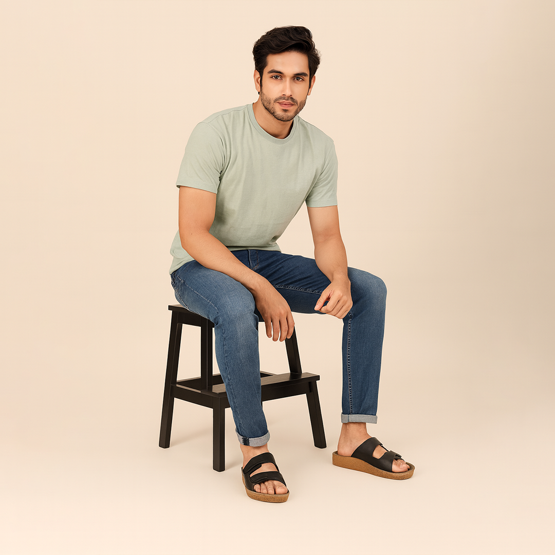 Bersache Extra Soft Classic Casual with  Regular wear with Ultra Soft & Flexibility Technology Slipper For Men's & Boy's-Black-6222