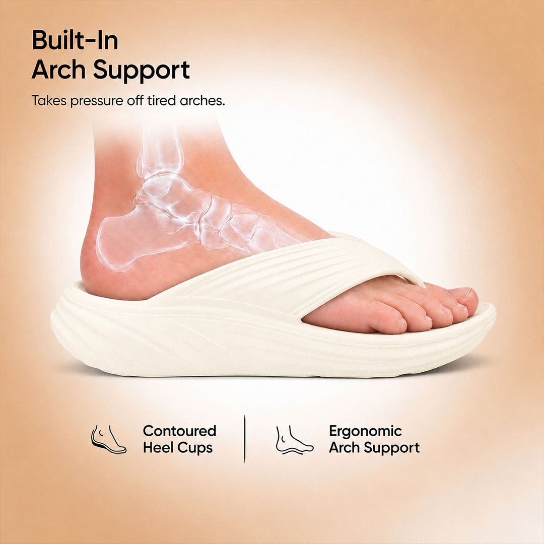 Doctor Bersache Newly Launched Orthopedic Comfort Slipper & Flip-flop for Men | Diabetic Friendly | Extra Cushioning | Arch Support | Pain | White-DS110.