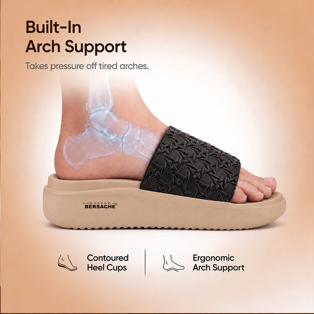 Doctor Bersache Newly Launched Orthopedic Comfort Slippers for Women | Diabetic Friendly | Extra Cushioning | Arch Support | Pain Relief Beige-DB -140