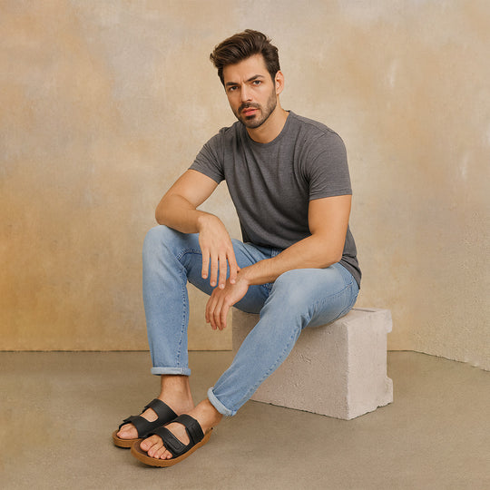 Bersache Extra Soft Classic Casual with Back Strap Regular wear with Ultra Soft & Flexibility Technology Flip-Flop for Men's/ Boy's-(Black-6222)