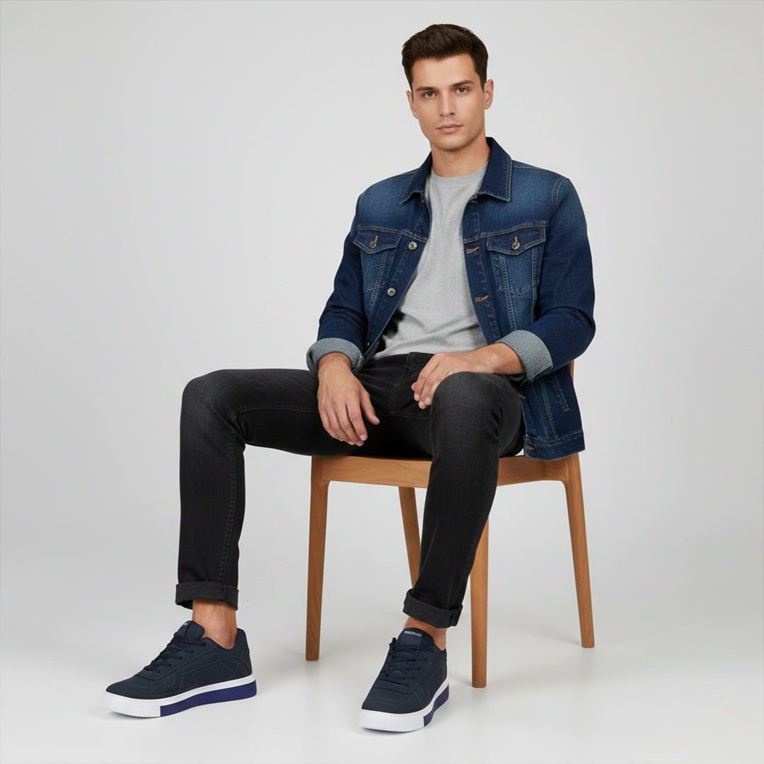 Bersache Casual Sneaker shoe for Men| Soft Cushioned Insole , Slip-Resistance Casuals For Men (Dark-Blue-8121)