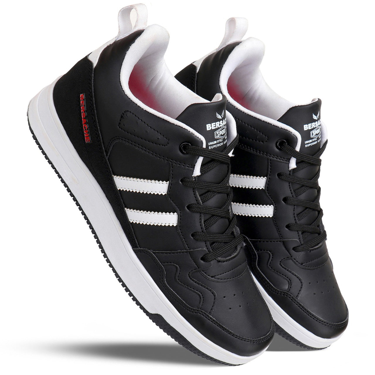 Bersache Lightweight Sports Running Shoes For Men Black-9056 .
