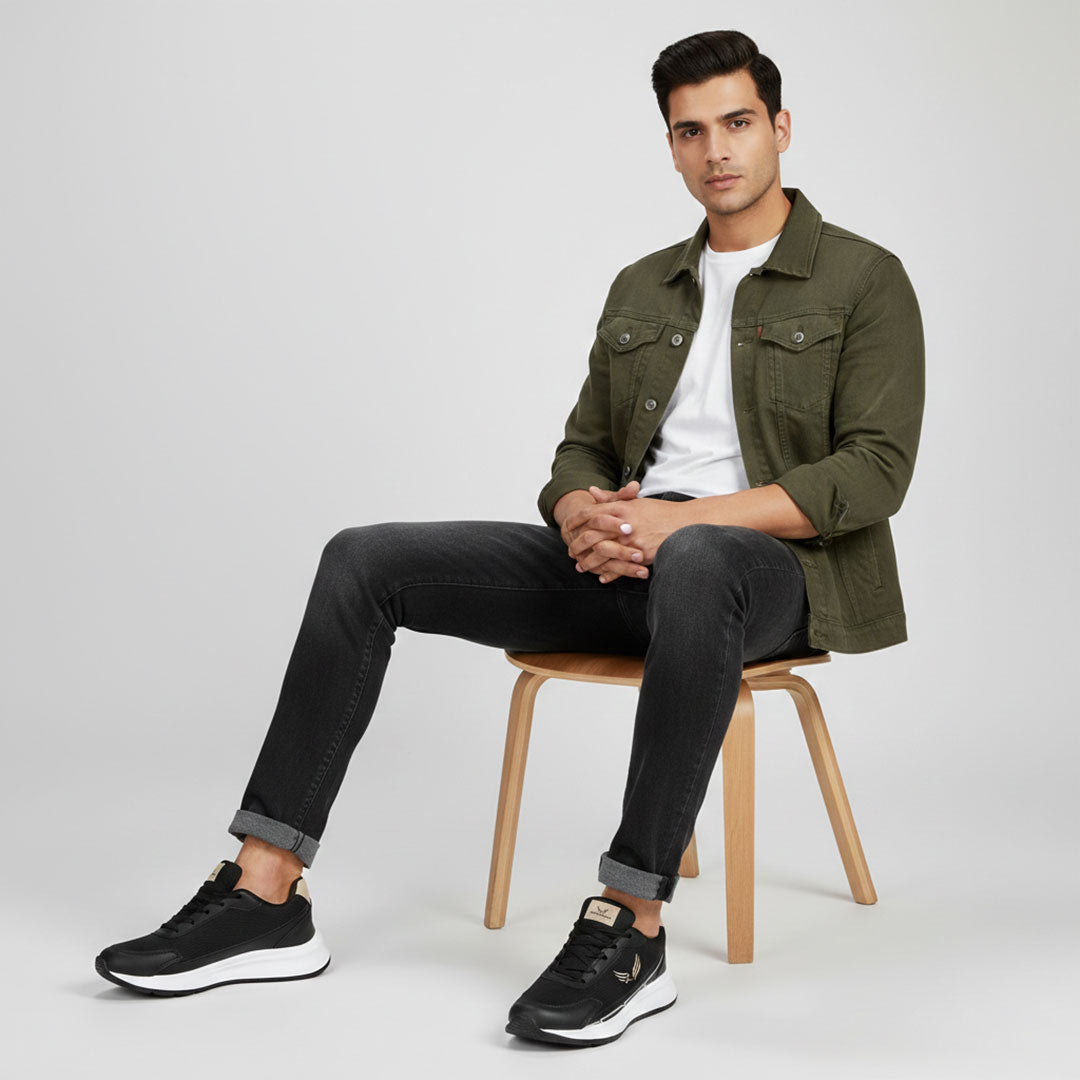 Bersache Casual Sneaker shoe for Men| Soft Cushioned Insole , Slip-Resistance Casuals For Men (Black-8138)