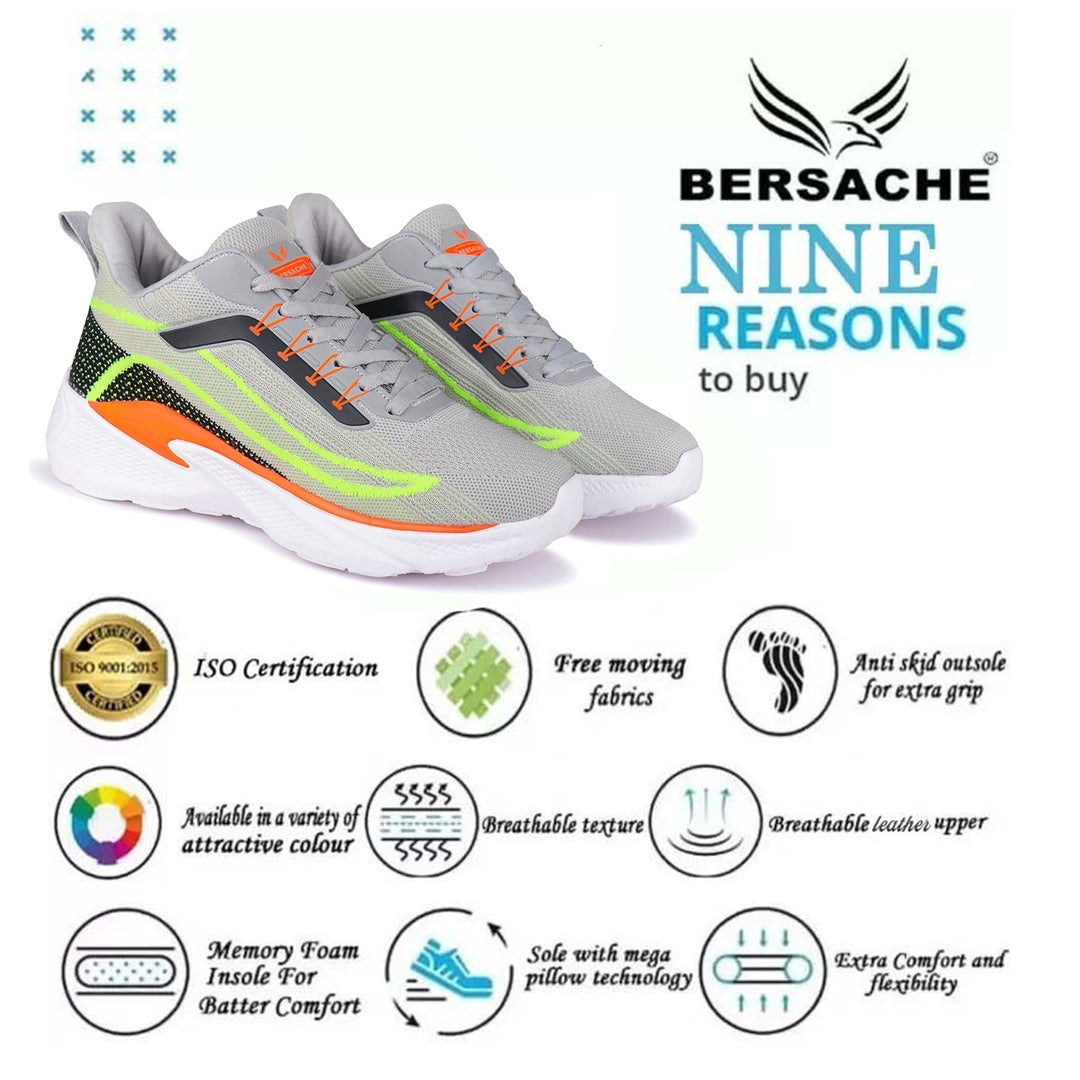 Bersache Sneaker, Loafers ,Casual with extra comfort sneakers for men-8028 (Orange)