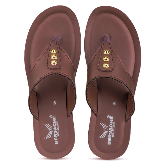 Bersache Extra Soft Classic Casual with  Regular wear with Ultra Soft & Flexibility Technology Flip Flop For Women's/Girl's-(6164-Brown)