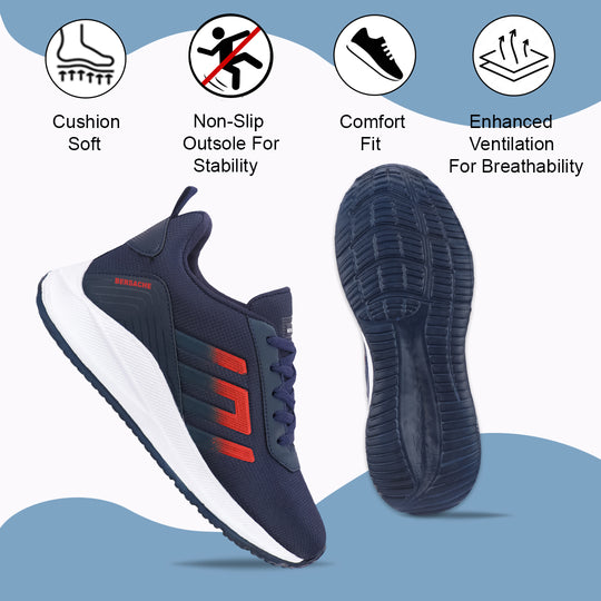 Bersache Casual Sneaker shoe for Men| Soft Cushioned Insole , Slip-Resistance Casuals For Men (Blue-8132)