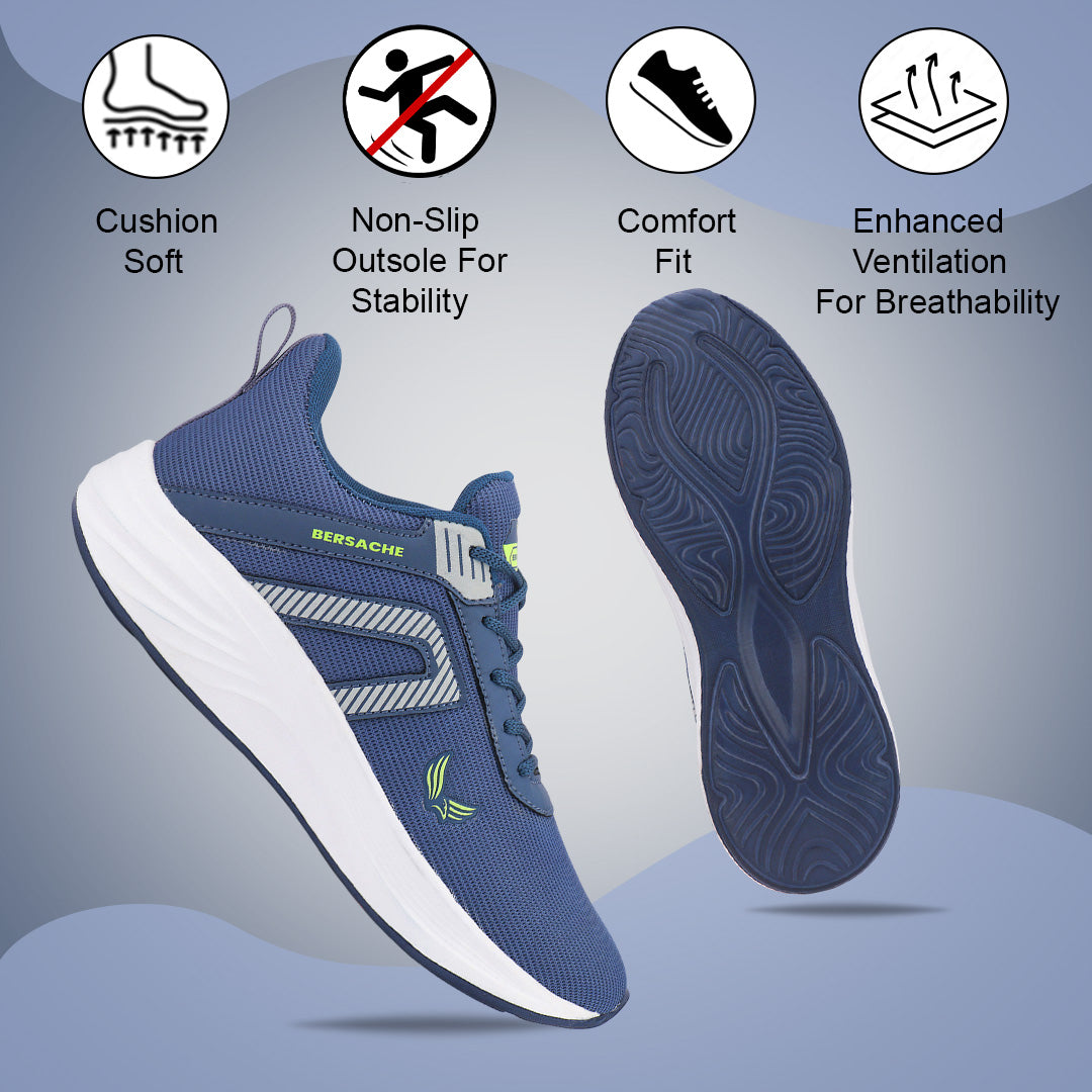 Bersache Lightweight Casual Sneaker Shoes For Men Blue-8081