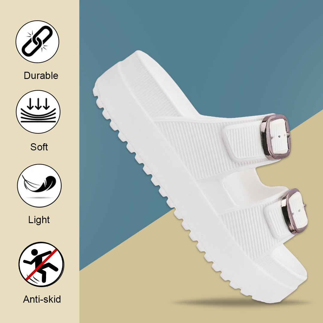 Bersache Extra Soft Classic Casual  with Regular wear with Ultra Soft & Flexibility Technology Sandals for Women's-(6294-White).