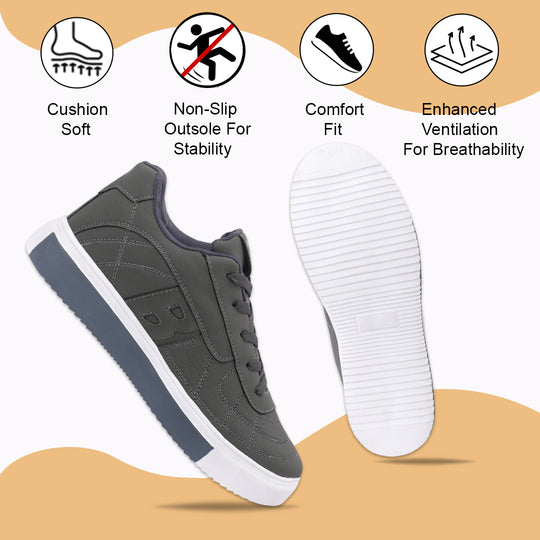 Bersache Casual Sneaker shoe for Men| Soft Cushioned Insole , Slip-Resistance Casuals For Men (8119-Grey)