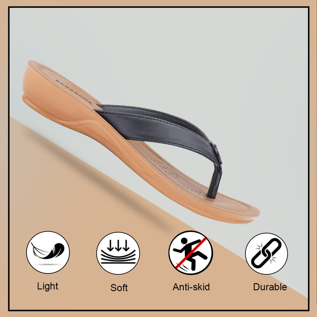 Bersache Extra Soft Classic Casual with  Regular wear with Ultra Soft & Flexibility Technology Slipper For Women's & Girl's-Black-6229