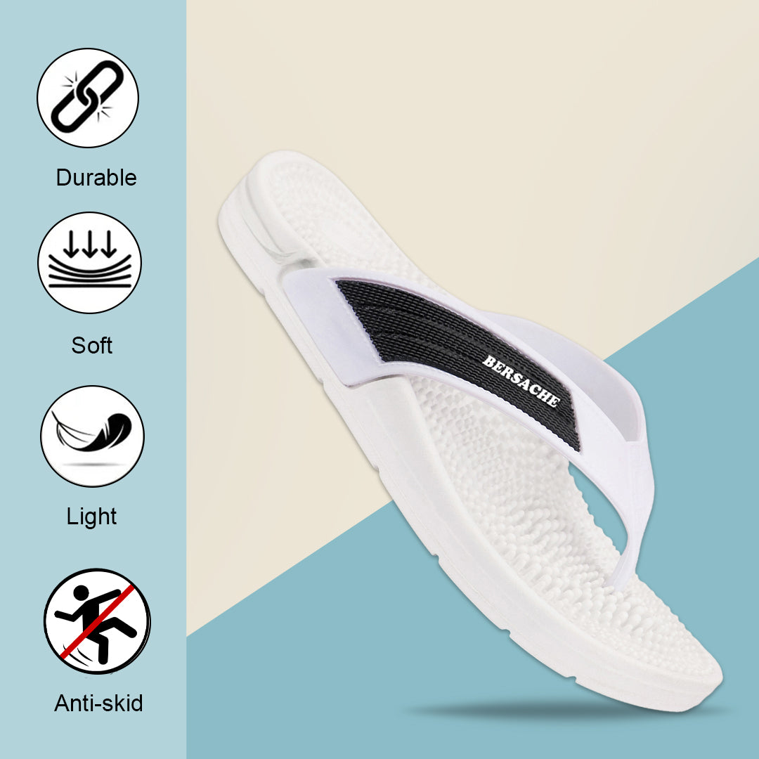 Bersache Extra Soft Classic Casual  with Regular wear with Ultra Soft & Flexibility Technology Sandals for Men's-(6338-White).