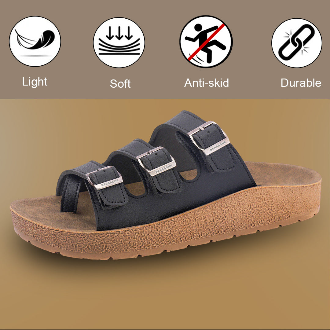 Bersache Extra Soft Classic Casual with  Regular wear with Ultra Soft & Flexibility Technology Slipper For Men's & Boy's-Black-6223