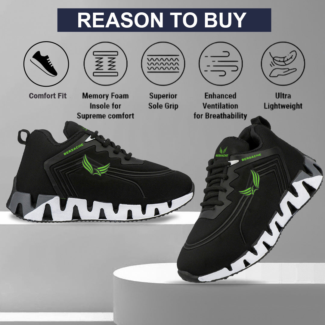 Bersache Casual Sneaker shoe for Kids|Soft Cushioned Insole,Slip-Resistance Casuals For Kids - Green- 8100.