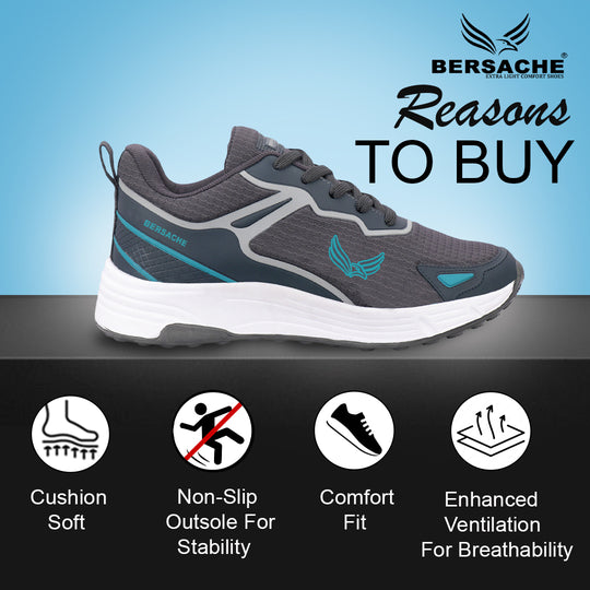 Bersache Premium Sports ,walking,Gym,cricket, Trending  Running Shoes For Men's (Gray-8122)