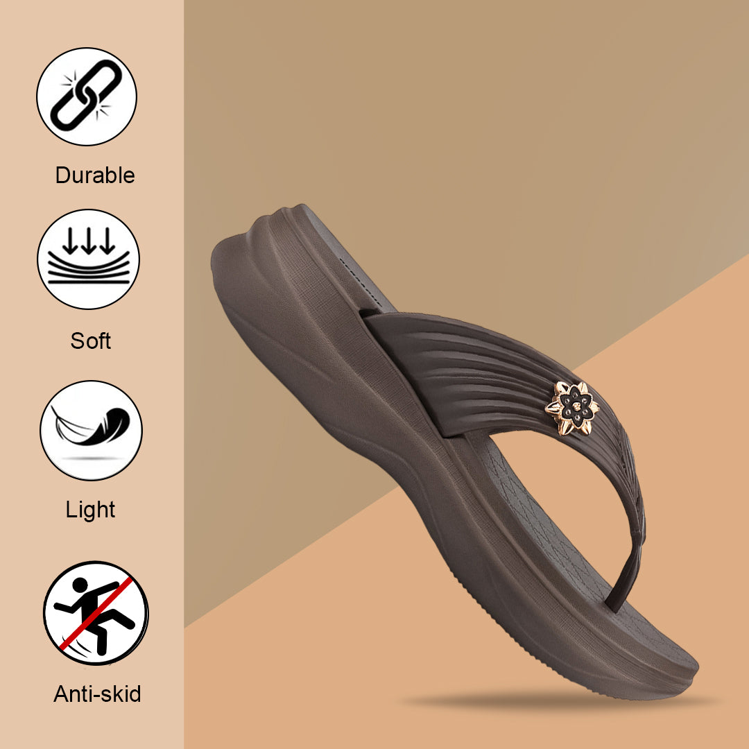 Bersache Extra Soft Classic Casual  with Regular wear with Ultra Soft & Flexibility Technology Slipper for Women's-(6372-Brown).