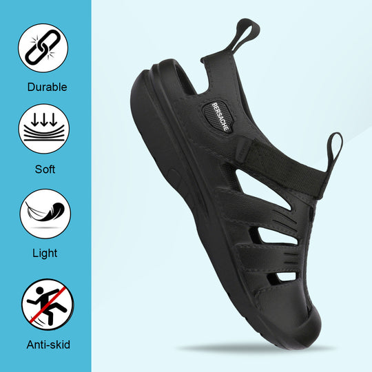 Bersache Extra Soft Classic Casual with  Regular wear with Ultra Soft & Flexibility Technology Slipper For Men's & Boy's-Black-6262