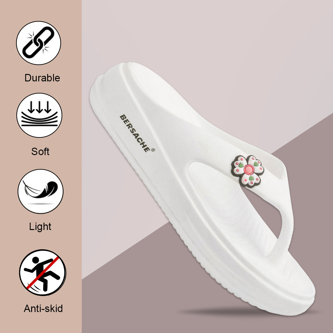 Bersache Extra Soft Classic Casual  with  Regular wear with Ultra Soft & Flexibility Technology Flip-Flop for Women's-(6298-White).