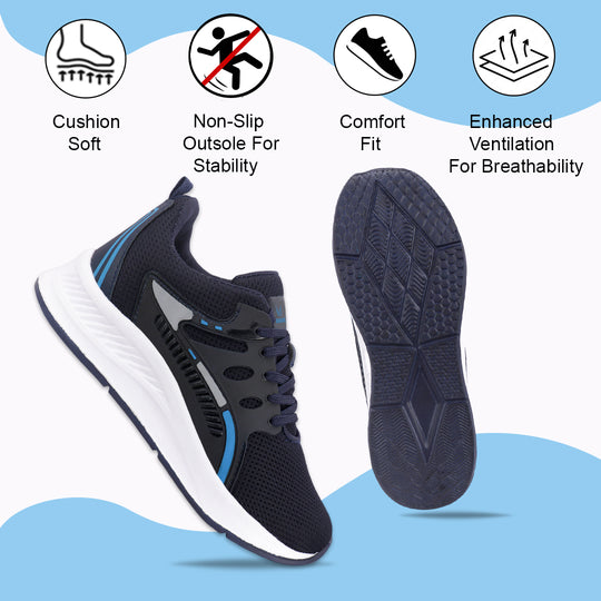 Bersache Casual Sneaker shoe for Men| Soft Cushioned Insole , Slip-Resistance Casuals For Men (Dark-Blue-8129)