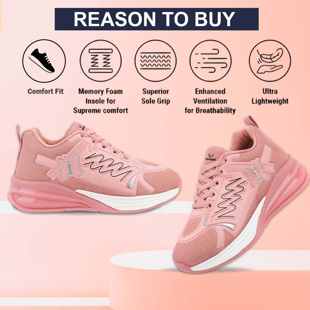 Bersache Casual Sneaker shoe for Women| Soft Cushioned Insole , Slip-Resistance Casuals For Women's-(8140-Pink)