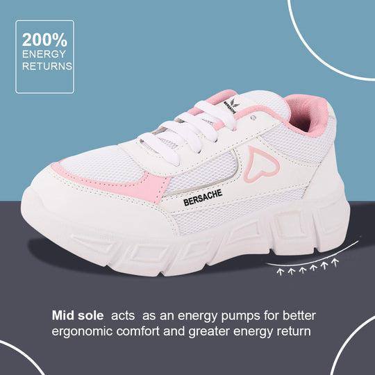Bersache Premium Sports ,walking,Gym,cricket, Trending  Running Shoes For Women's-(8115-White)