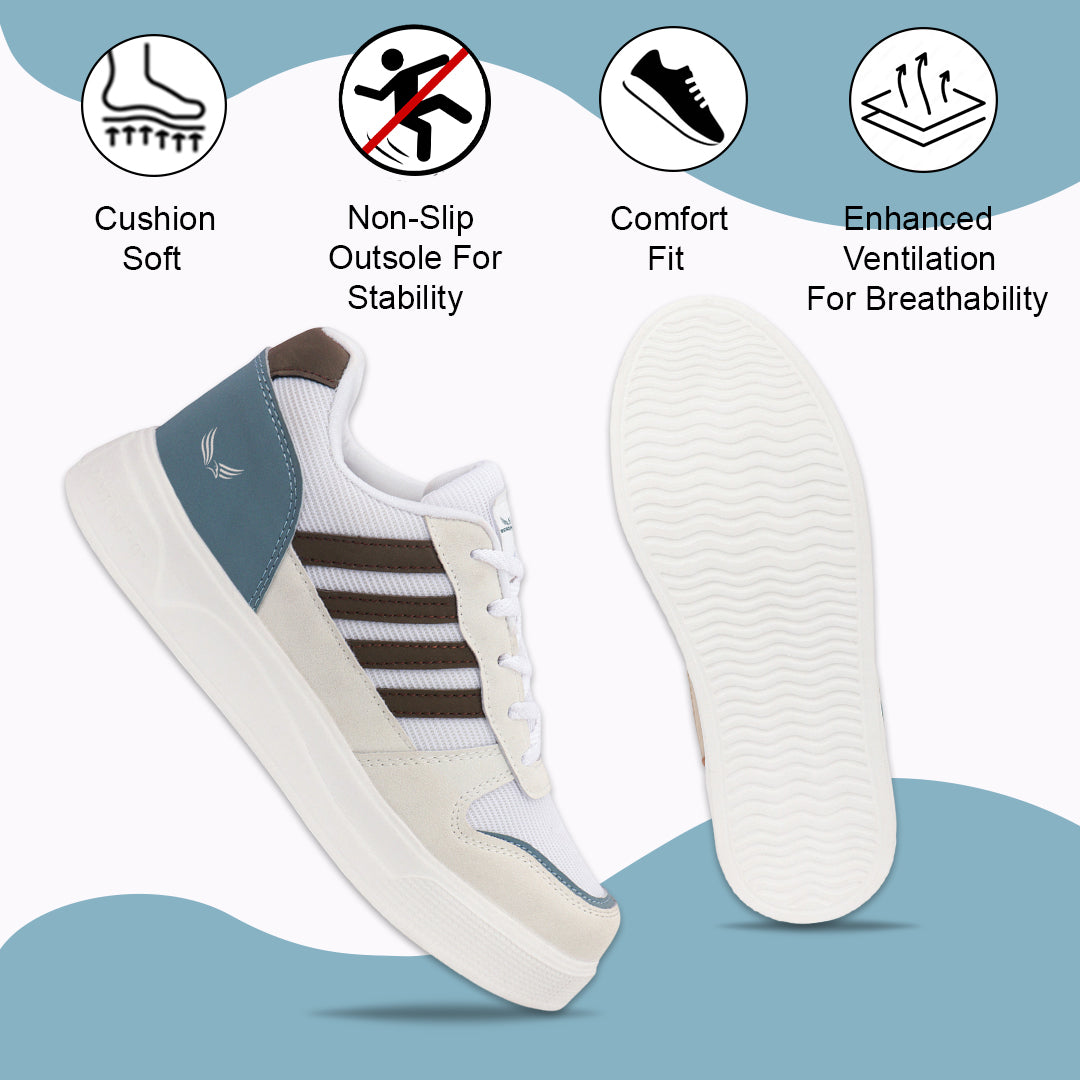 Bersache Casual Sneaker shoe for Men| Soft Cushioned Insole , Slip-Resistance Casuals For Men (White-8135)