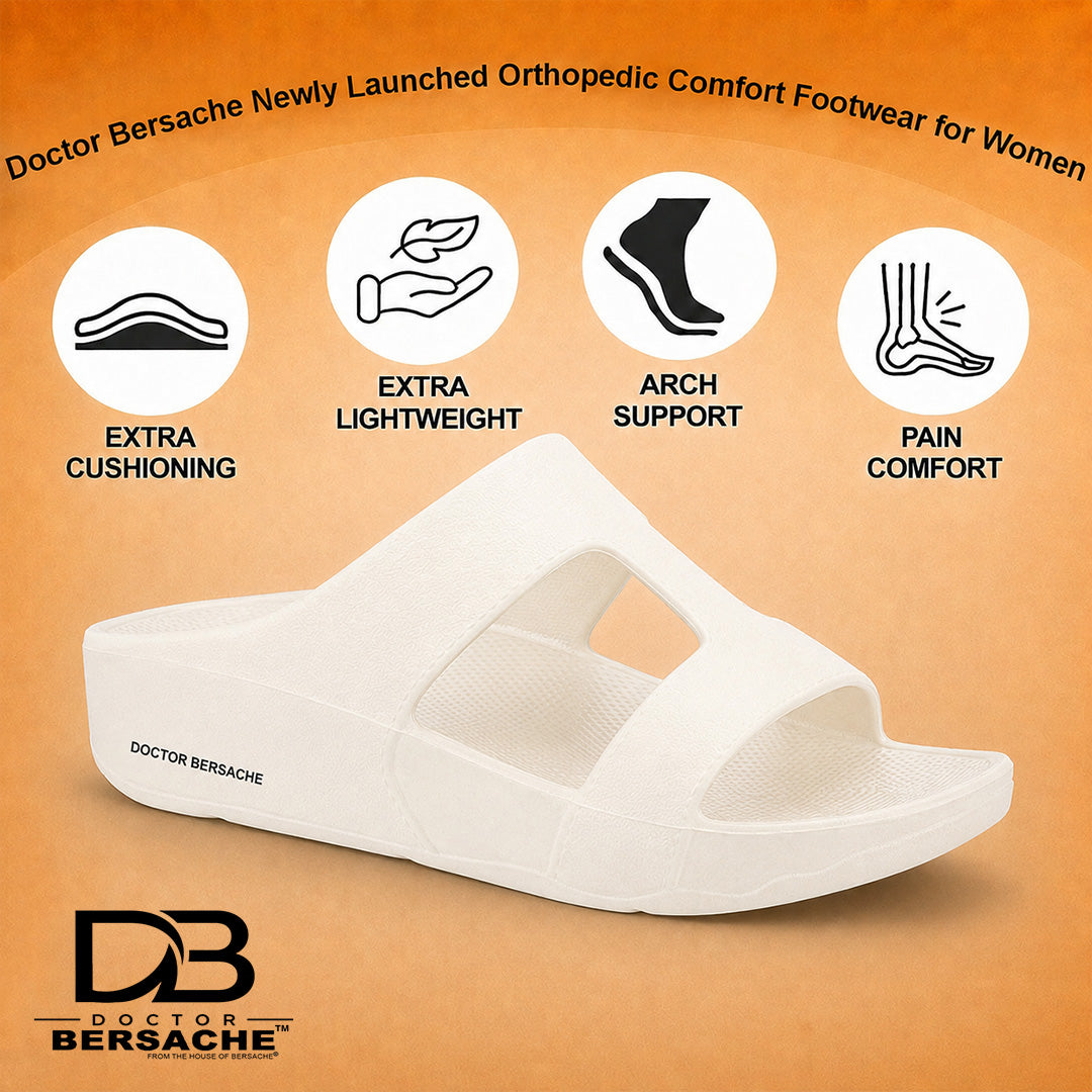 Doctor Bersache Newly Launched Orthopedic Comfort Slider for Men | Diabetic Friendly | Extra Cushioning | Arch Support | Pain White-DS113.
