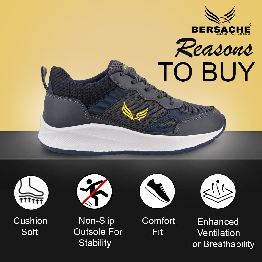Bersache Premium Sports ,walking,Gym,cricket, Trending  Running Shoes For Men's (Dark-Gray-8125)