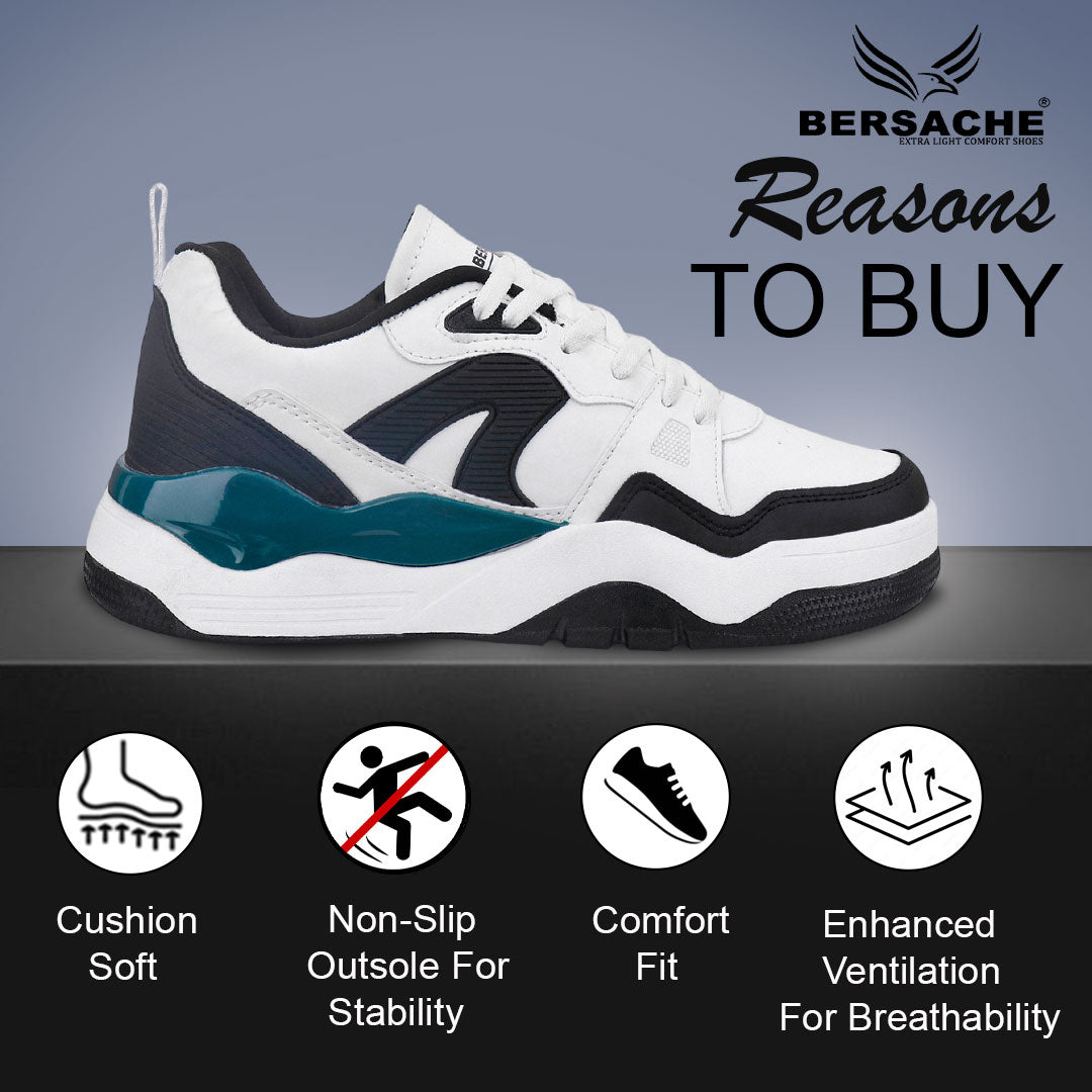Bersache Premium Sports ,walking,Gym,cricket, Trending  Running Shoes For Men's (White-9223)